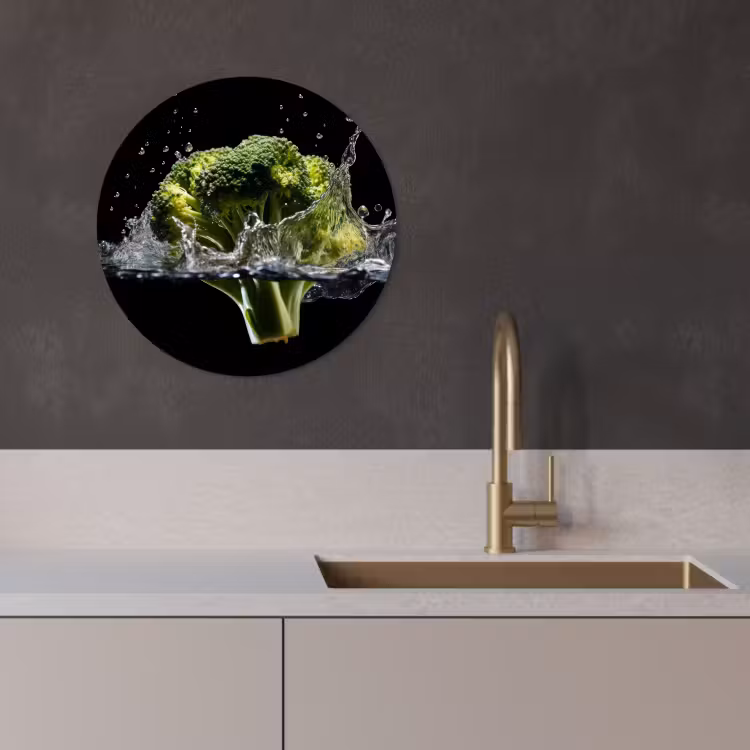 Quadro rotondo - Broccoli - Verde - Acqua - Nero — 2