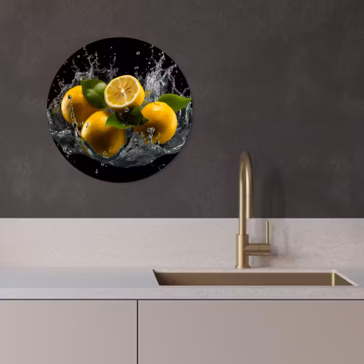 Quadro rotondo - Limone - Frutta - Giallo - Nero — 3