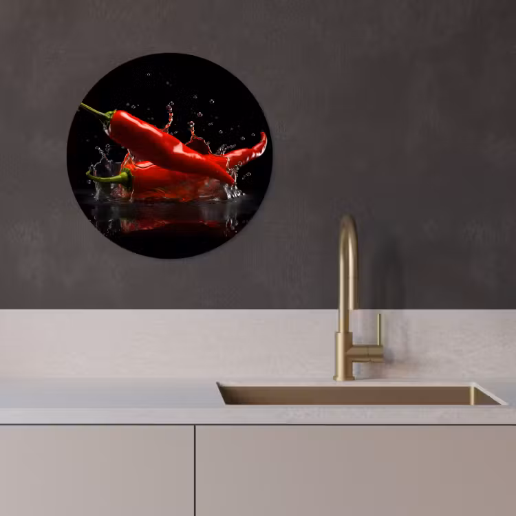 Quadro rotondo - Pepe - Rosso - Nero - Acqua - Vegetale — 2