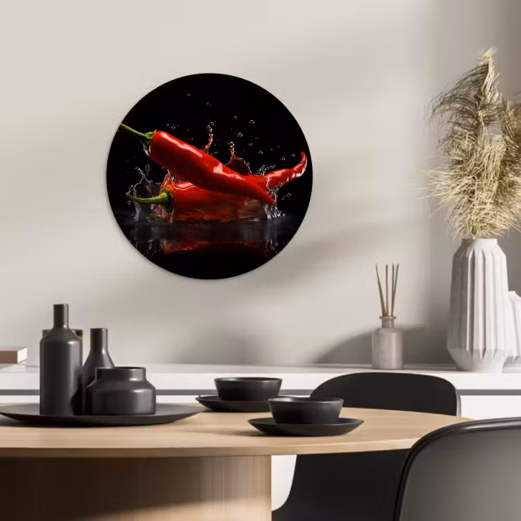 Quadro rotondo - Pepe - Rosso - Nero - Acqua - Vegetale — 4