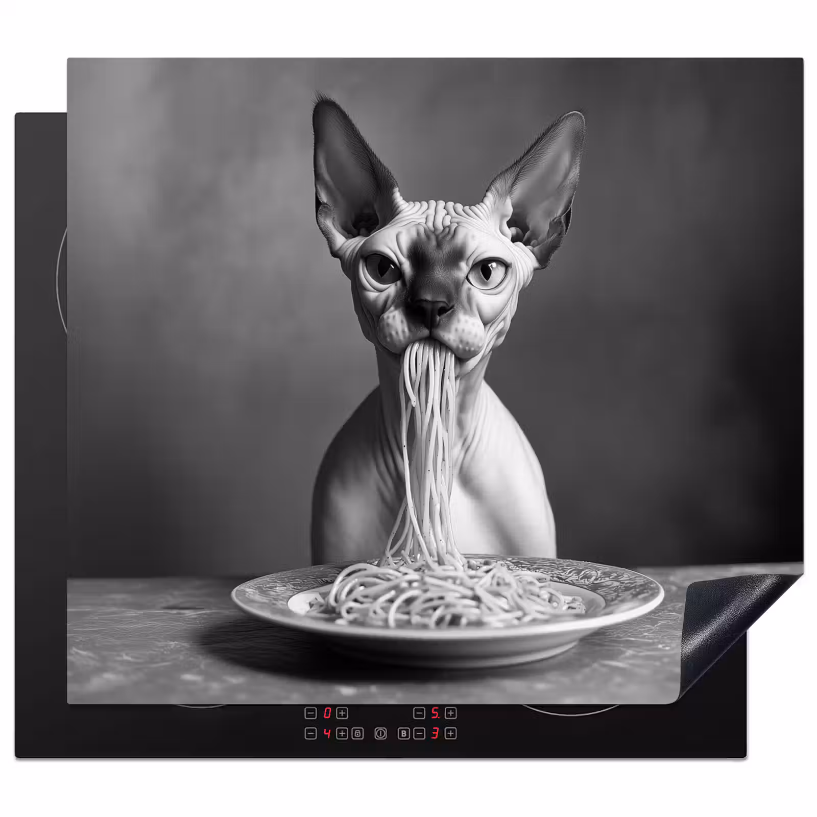 Protezione piano induzione - Sphynx - Gatto - Animali - Umorismo - Spaghetti - Bianco e nero — 1