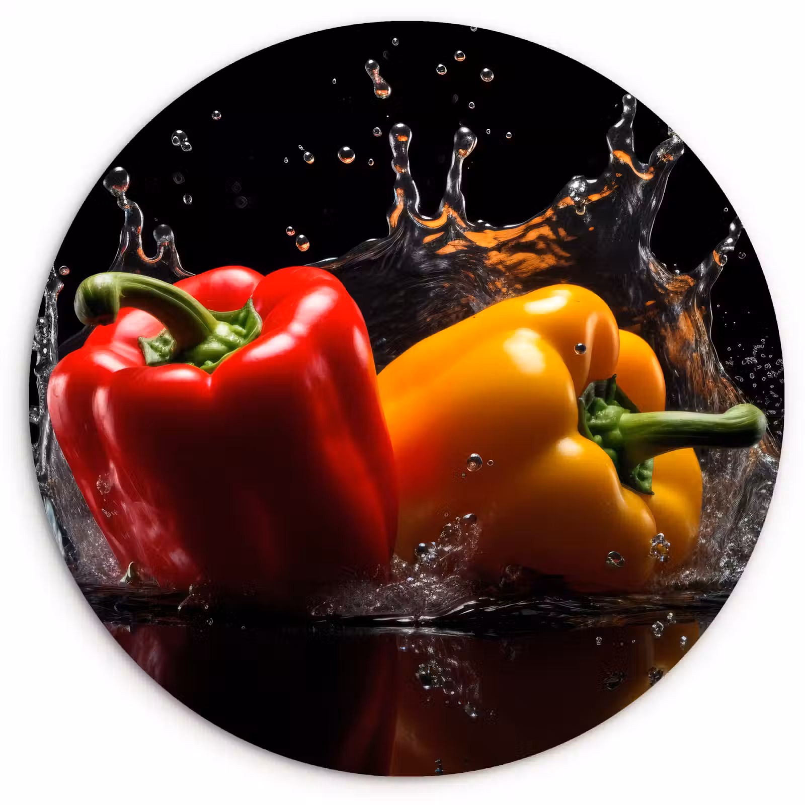 Quadro rotondo - Pepe - Acqua - Nero - Vegetale - Rosso - Giallo — 1