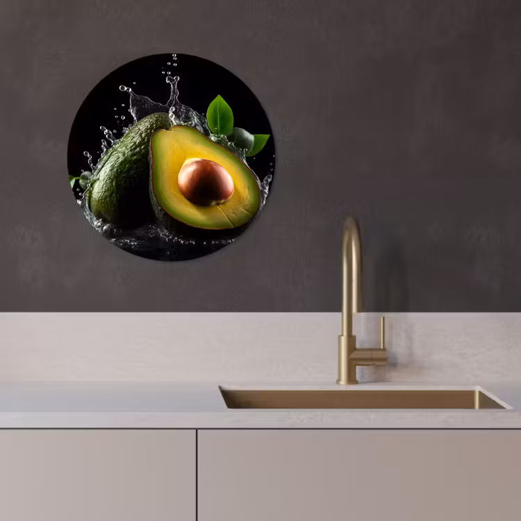 Quadro rotondo - Avocado - Verdura - Foglia - Acqua - Nero - Verde — 4