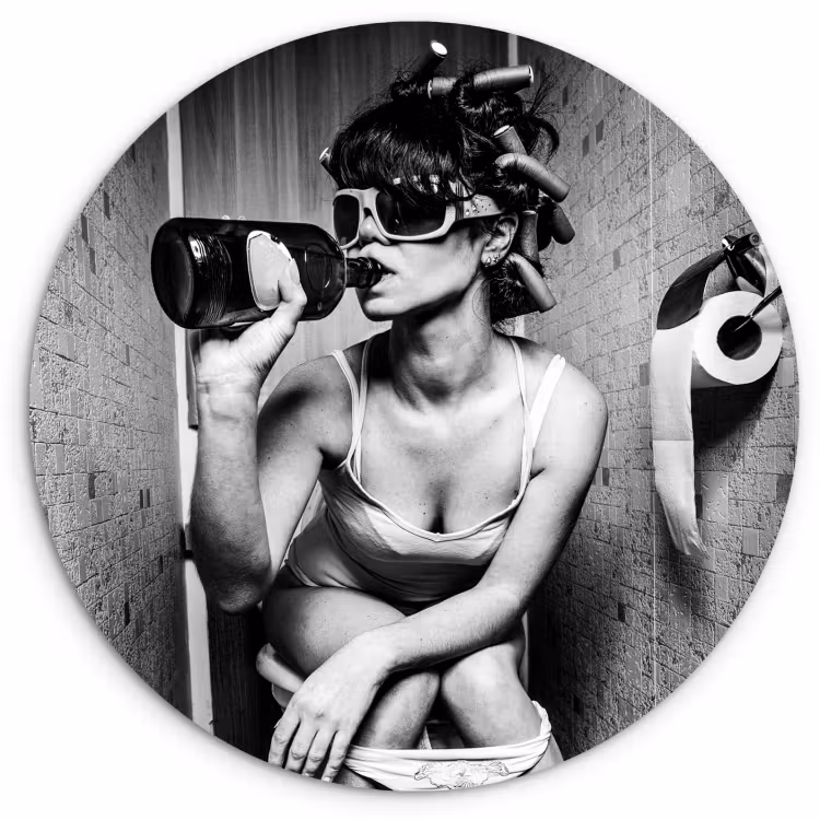 Quadro rotondo - Insolito momento del caffè — 2
