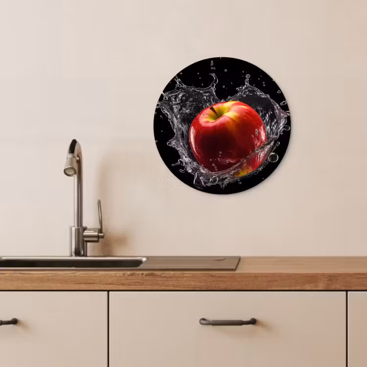 Quadro rotondo - Mela - Rosso - Acqua - Nero - Frutta — 4