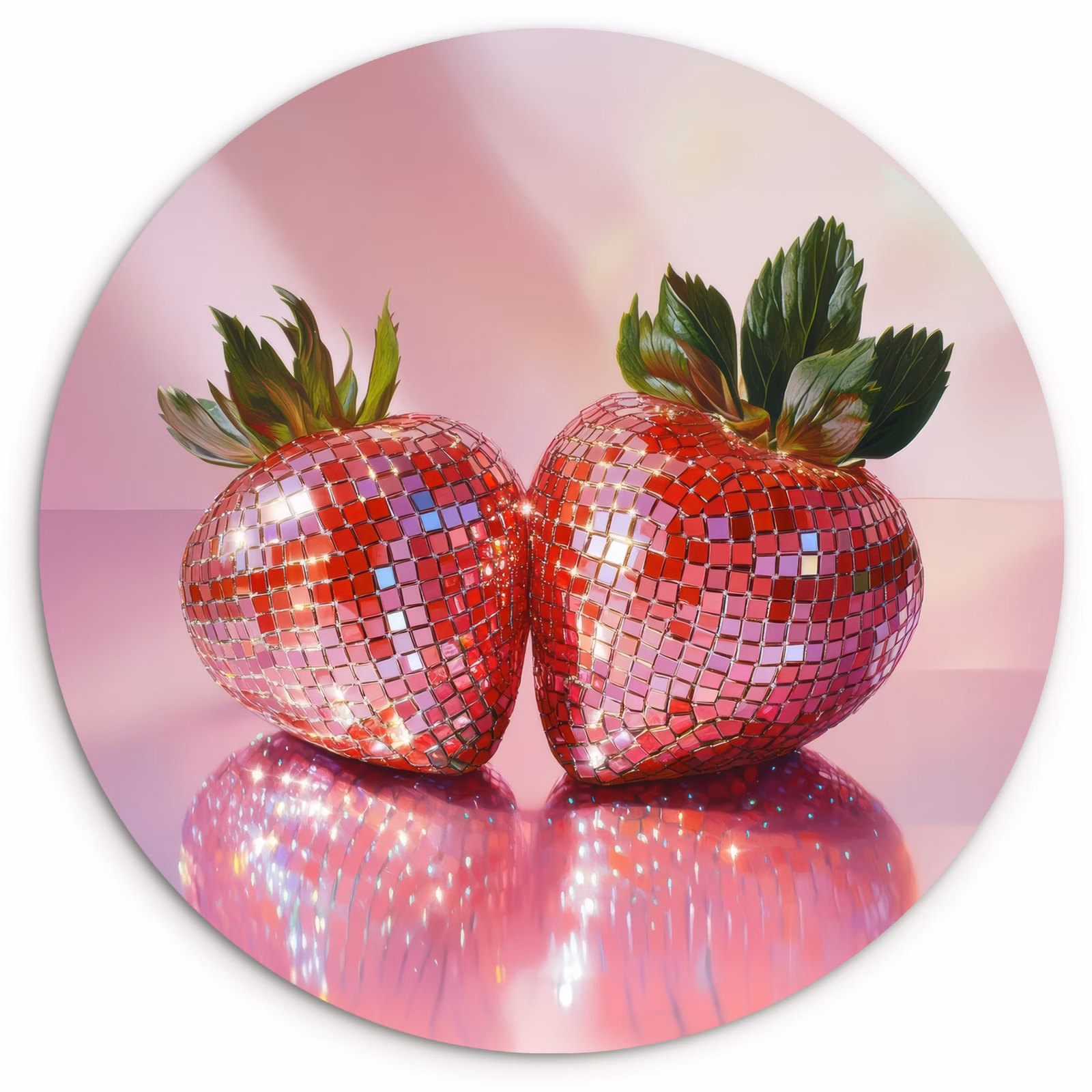 Quadro rotondo - Disco - Frutta - Glitter - Fragola — 1