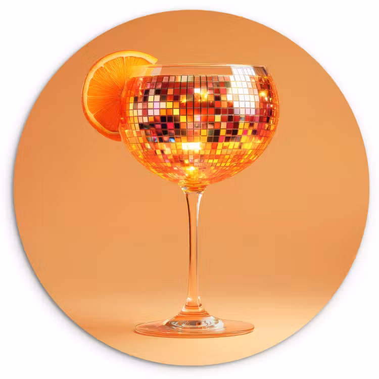 Quadro rotondo - Bevanda - Arancione - Glitter - Disco — 1