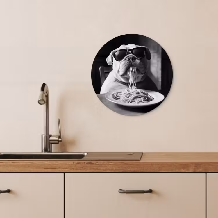 Quadro rotondo - Cane - Bulldog - Occhiali - Duro - Animali — 3