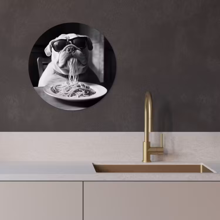 Quadro rotondo - Cane - Bulldog - Occhiali - Duro - Animali — 4