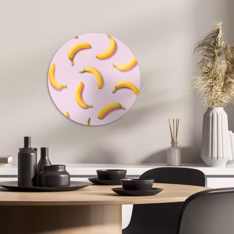 Quadro rotondo - Curva gialla su rosa — 2