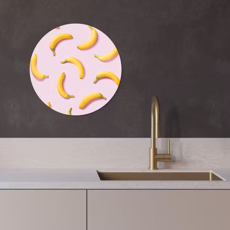 Quadro rotondo - Curva gialla su rosa — 3