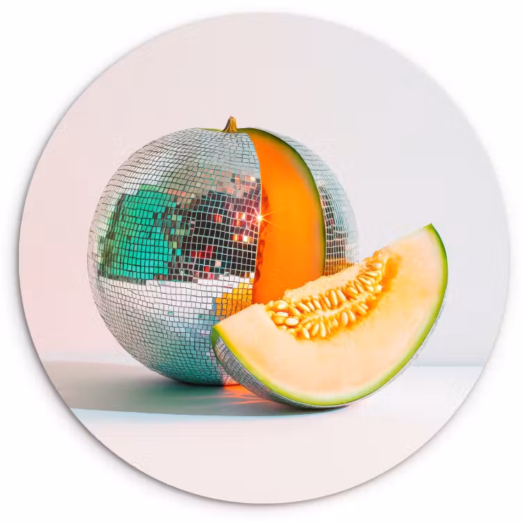 Quadro rotondo - Disco - Discoball - Melone - Pastello — 1