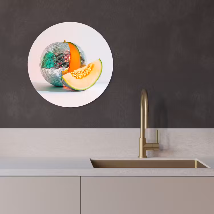 Quadro rotondo - Disco - Discoball - Melone - Pastello — 2