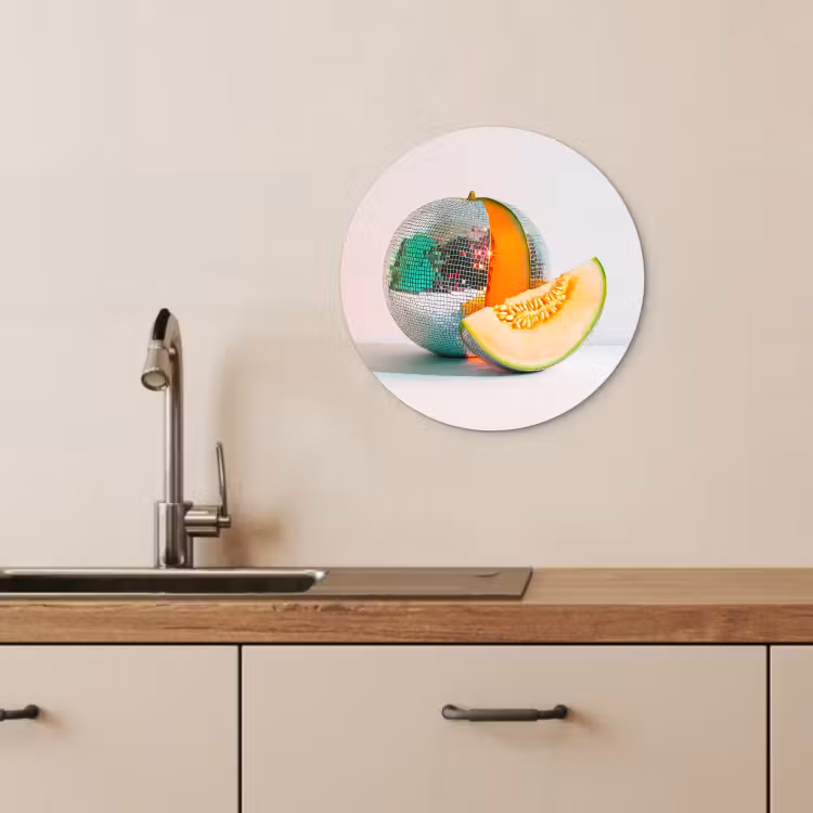Quadro rotondo - Disco - Discoball - Melone - Pastello — 4