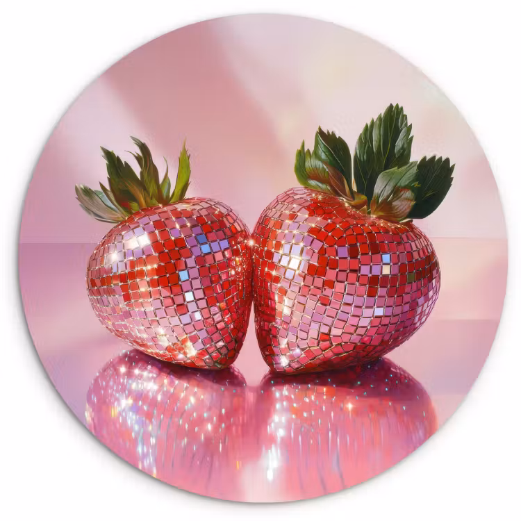 Quadro rotondo - Disco - Frutta - Glitter - Fragola — 1