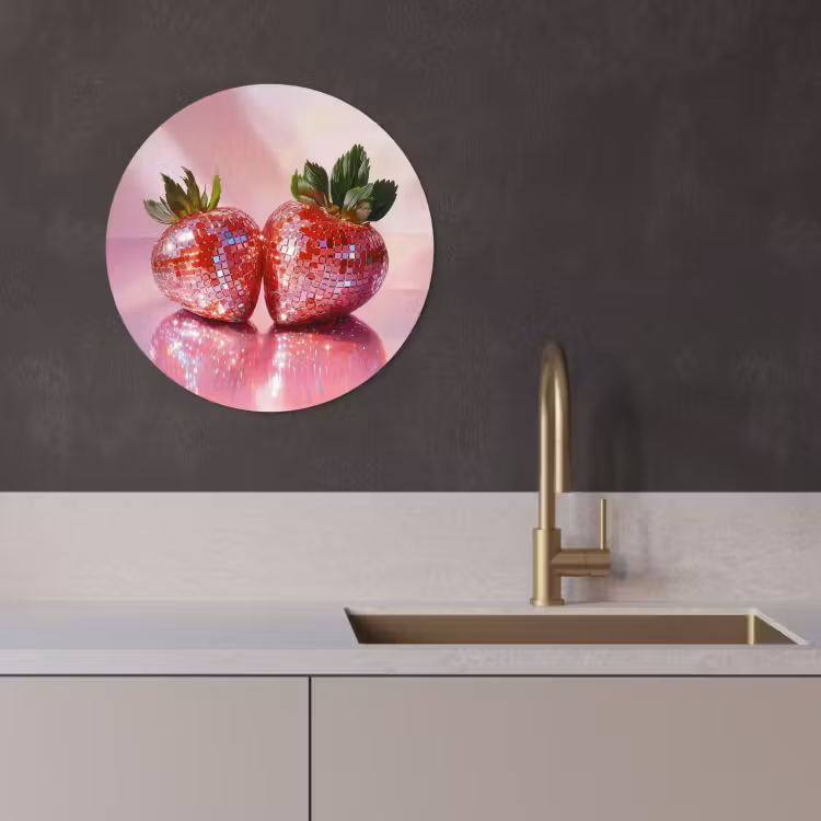 Quadro rotondo - Disco - Frutta - Glitter - Fragola — 2