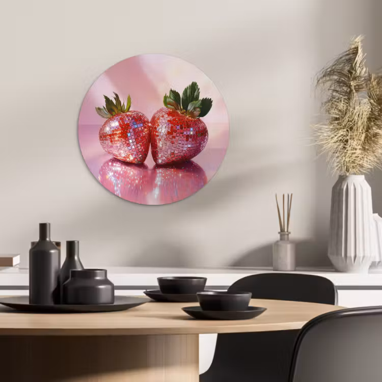 Quadro rotondo - Disco - Frutta - Glitter - Fragola — 3