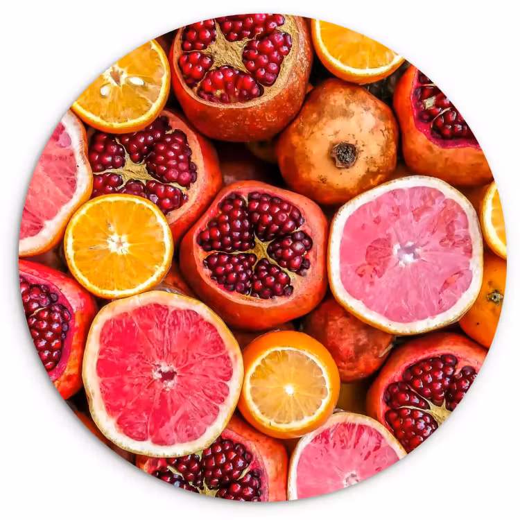 Quadro rotondo - Mosaico di agrumi e melograno — 1