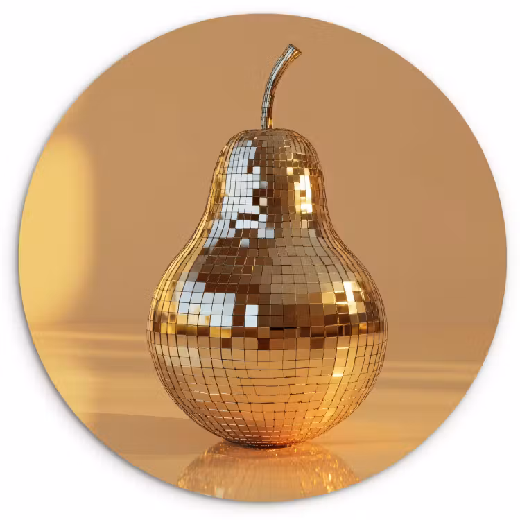 Quadro rotondo - Oro - Disco - Glitter - Pera — 1