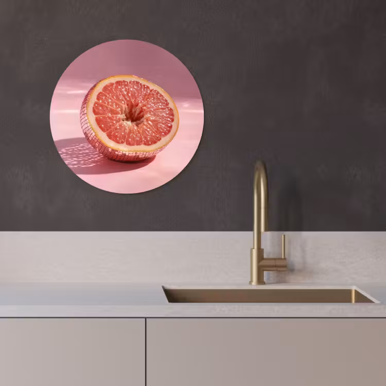 Quadro rotondo - Pompelmo - Rosa - Disco - Lucido — 4