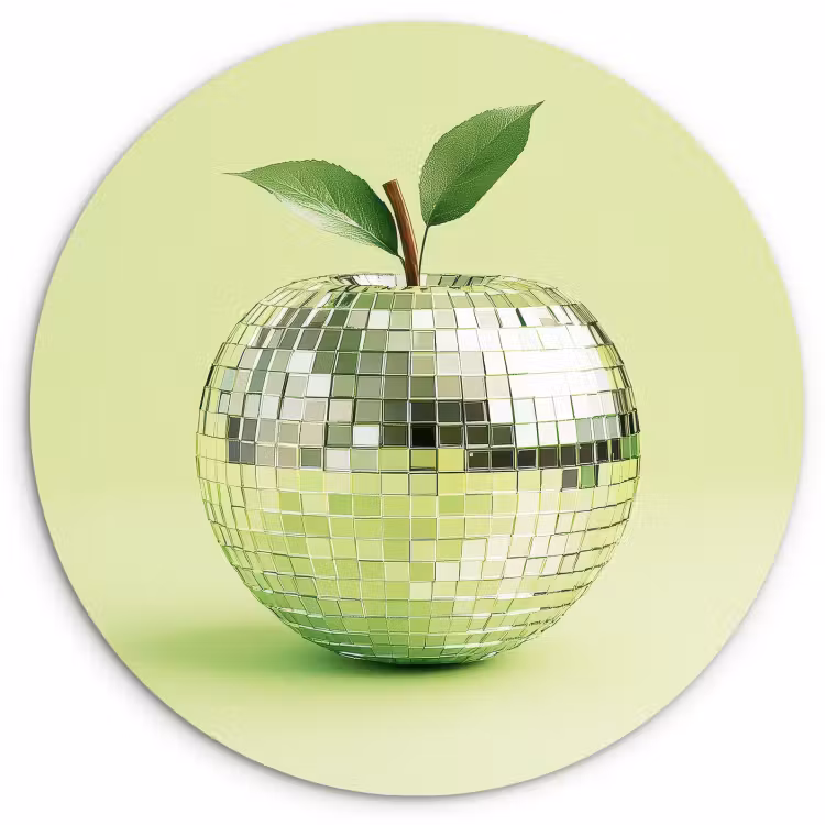 Quadro rotondo - Verde - Discoteca - Decorazione - Mela — 1