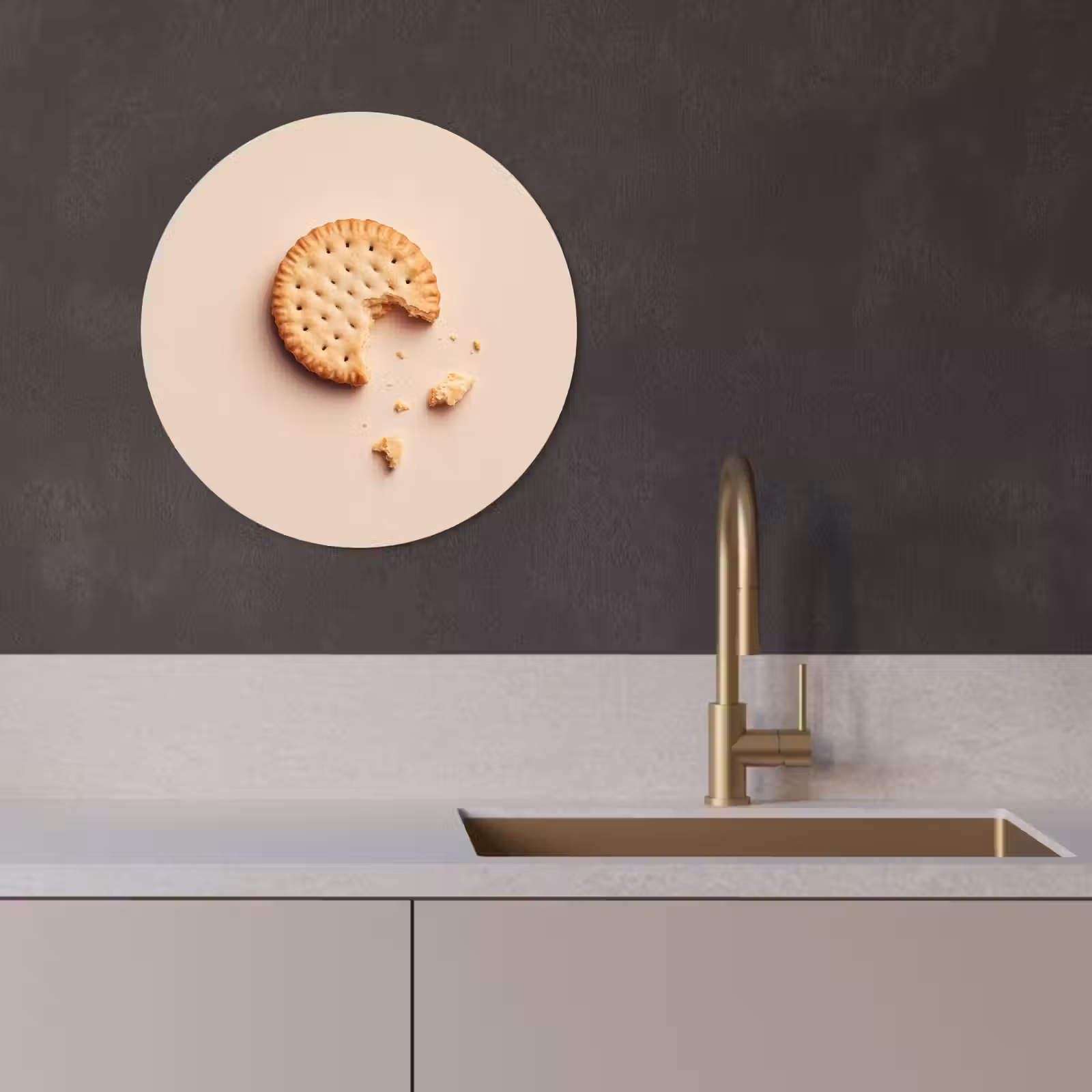 Quadro rotondo - Biscotto - Briciole - beige — 1