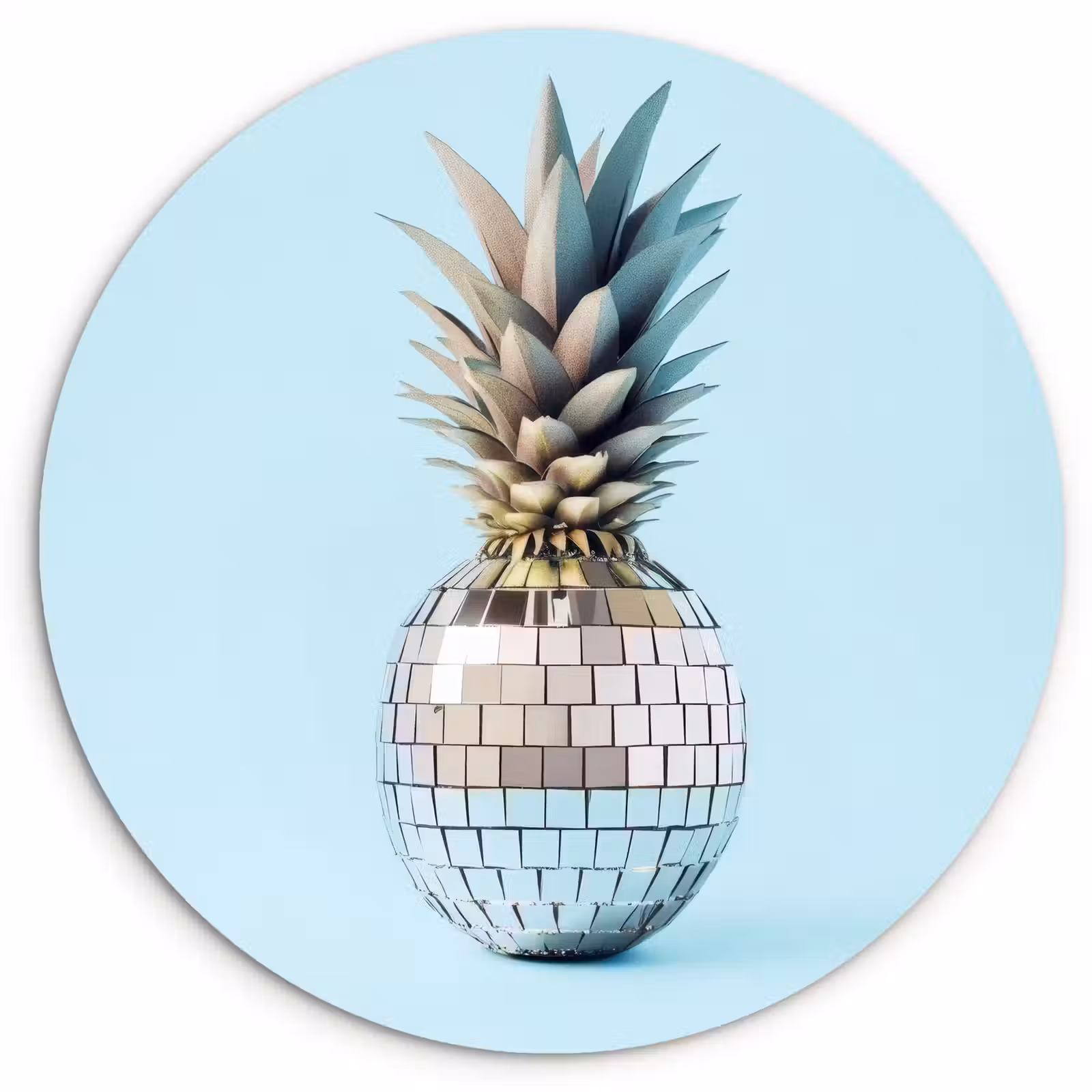 Quadro rotondo - Blu - Ananas - Disco - Discoball — 1