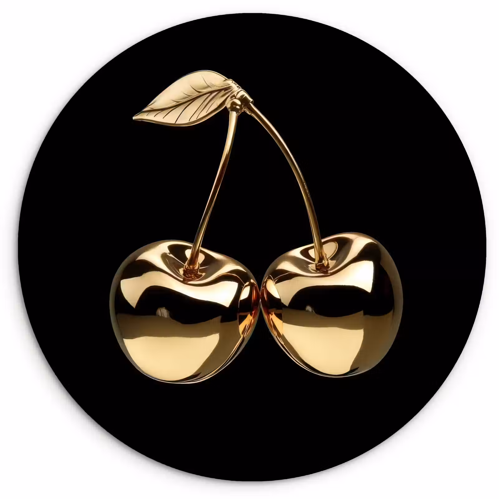 Quadro rotondo - Ciliegio - Nero - Oro - Cromo — 1