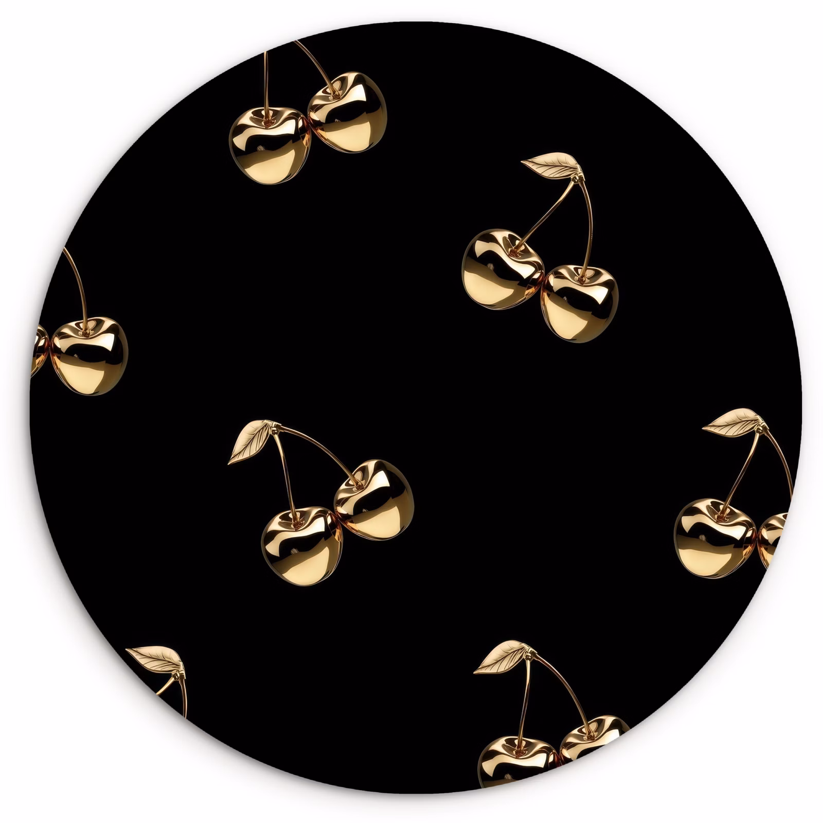 Quadro rotondo - Motivo - Ciliegio - Oro - Cromo — 1