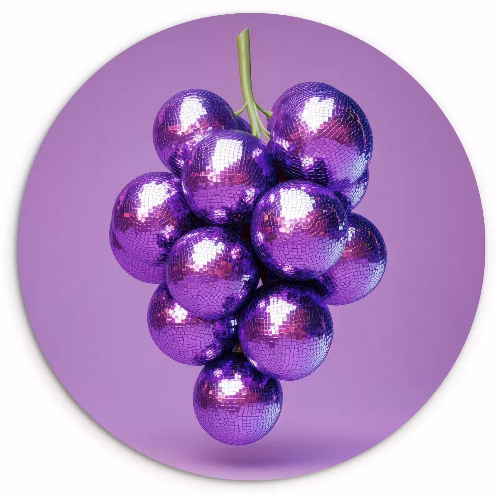 Quadro rotondo - Uva - Disco - Glitter - Viola — 1