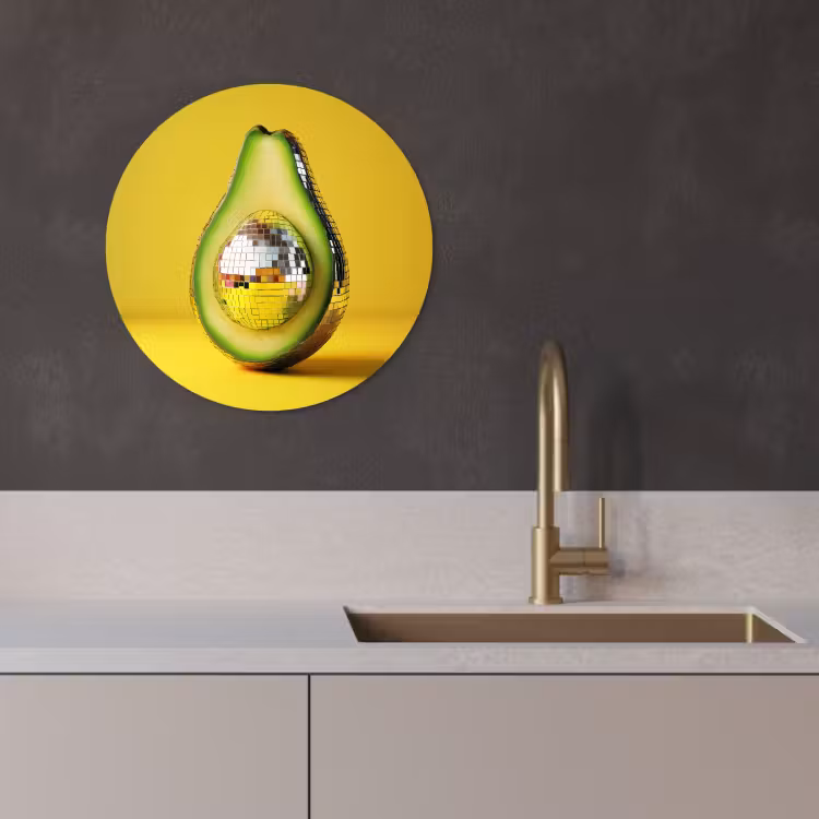 Quadro rotondo - Avocado - Discoball - Giallo - Brillantini — 4
