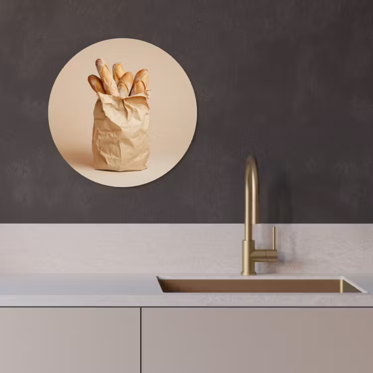 Quadro rotondo - Baguette - Pane - Baguette - Beige — 2