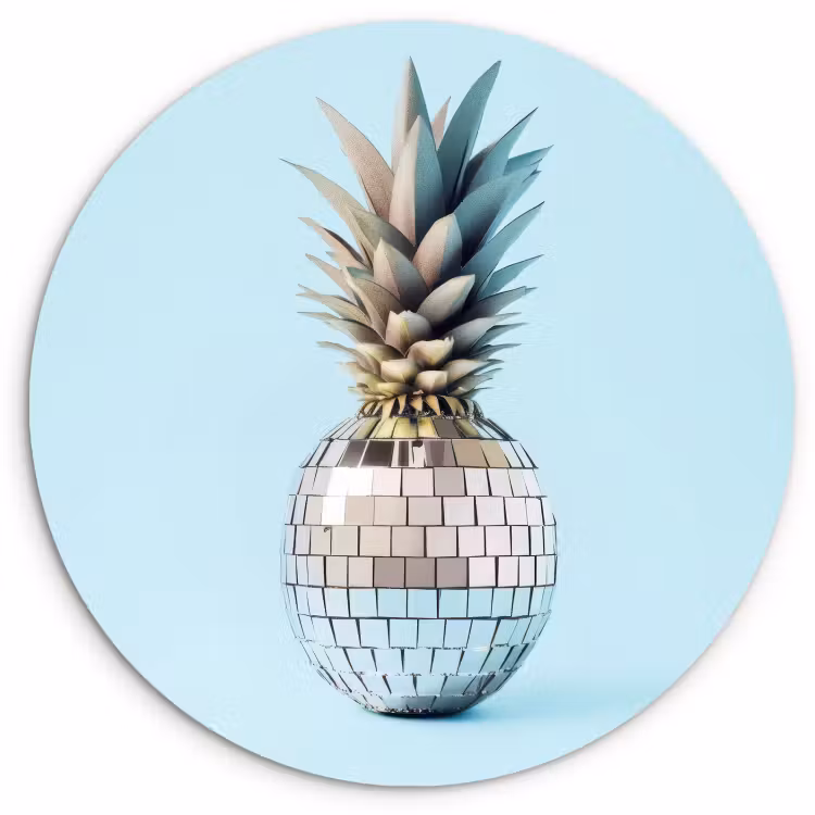 Quadro rotondo - Blu - Ananas - Disco - Discoball — 1