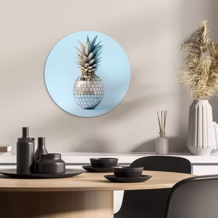 Quadro rotondo - Blu - Ananas - Disco - Discoball — 2