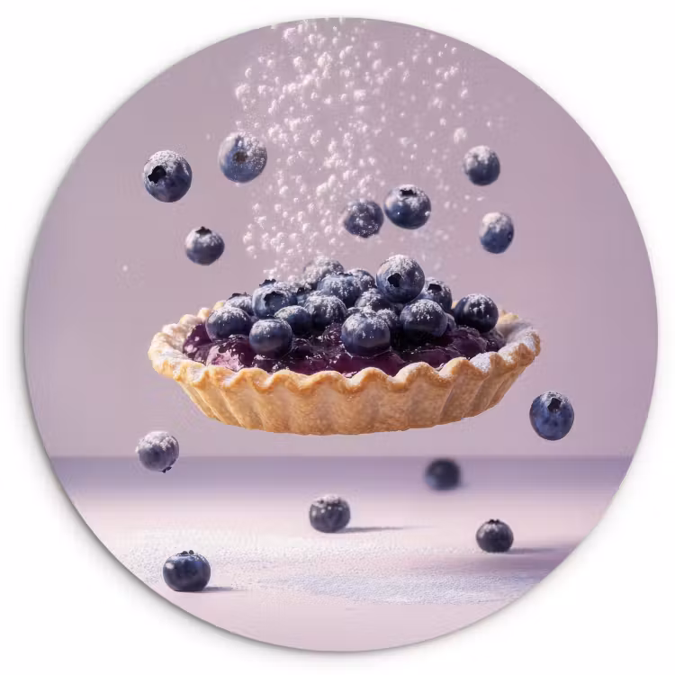 Quadro rotondo - Cibo - Torta - Frutti di bosco - Blu — 1