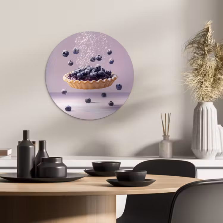 Quadro rotondo - Cibo - Torta - Frutti di bosco - Blu — 2