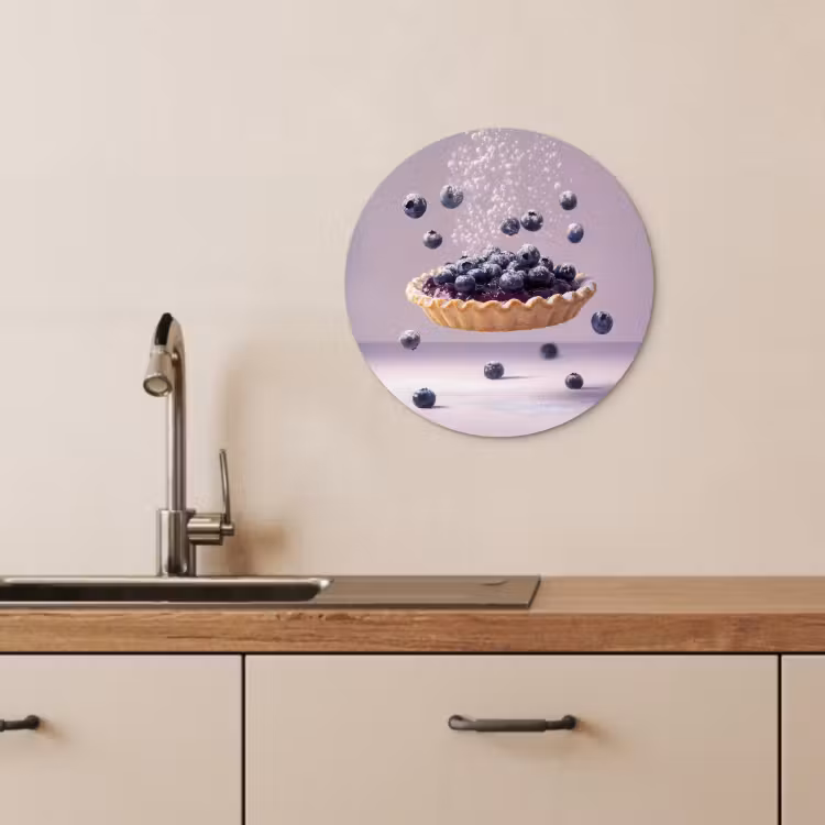 Quadro rotondo - Cibo - Torta - Frutti di bosco - Blu — 4