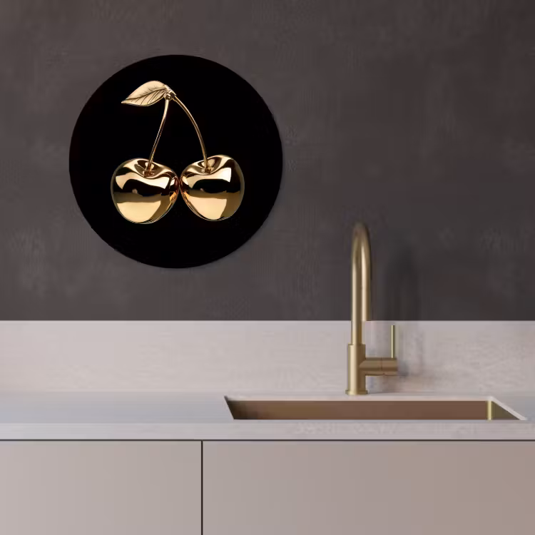 Quadro rotondo - Ciliegio - Nero - Oro - Cromo — 2