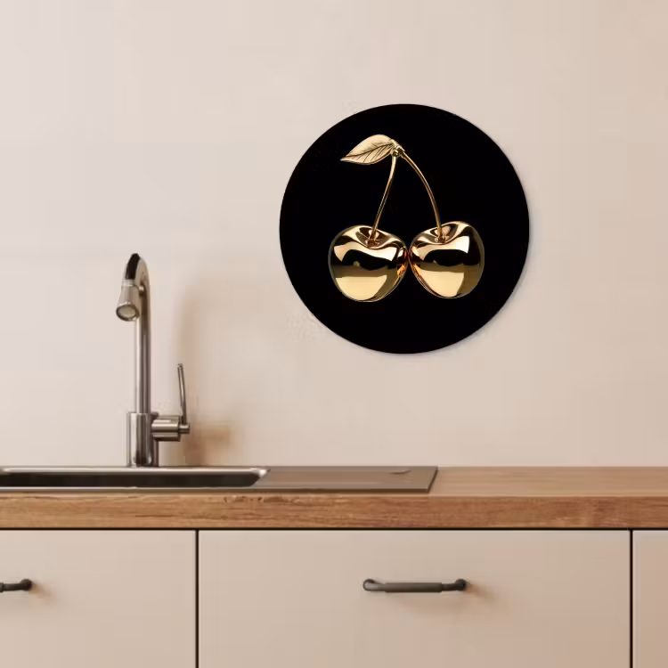 Quadro rotondo - Ciliegio - Nero - Oro - Cromo — 4