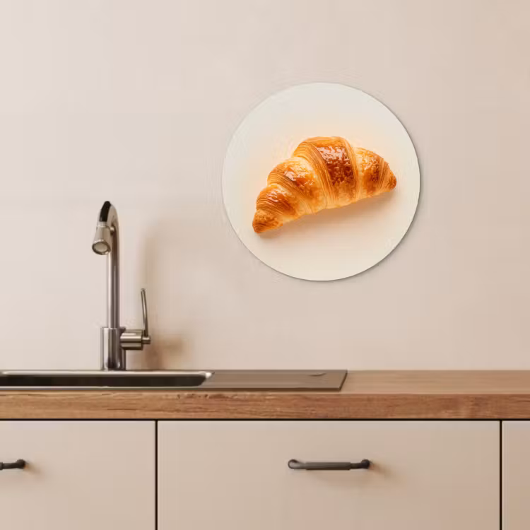 Quadro rotondo - Croissant - Pane - Beige — 1