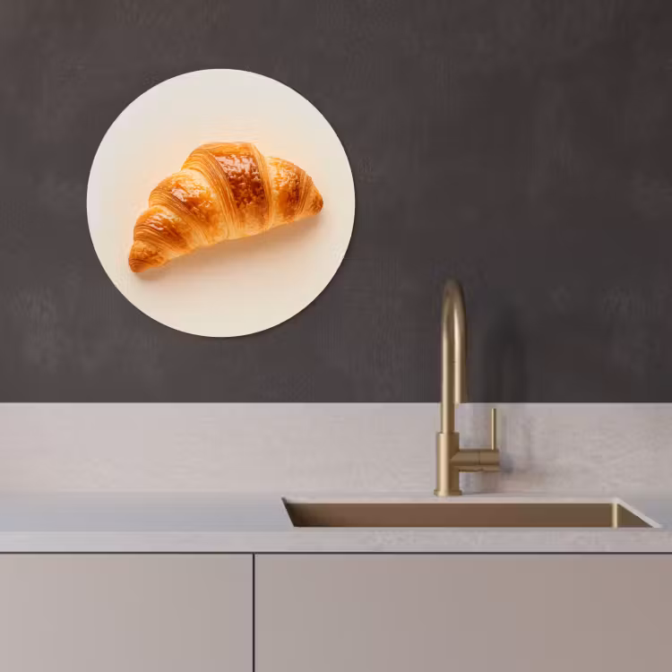 Quadro rotondo - Croissant - Pane - Beige — 2
