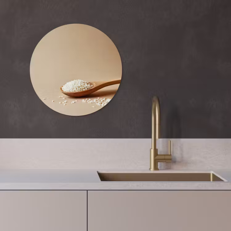 Quadro rotondo - Cucchiaio - Riso - Legno - Beige — 4