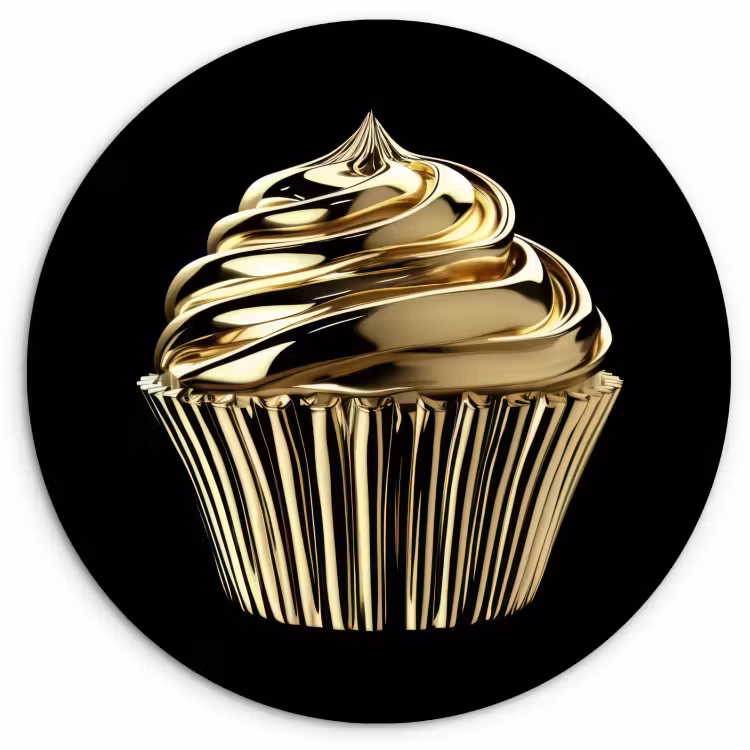 Quadro rotondo - Cupcake - Cibo - Oro - Nero — 2