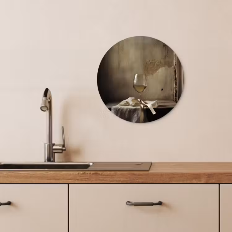 Quadro rotondo - Fiocco - Beige - Bianco - Vino — 3