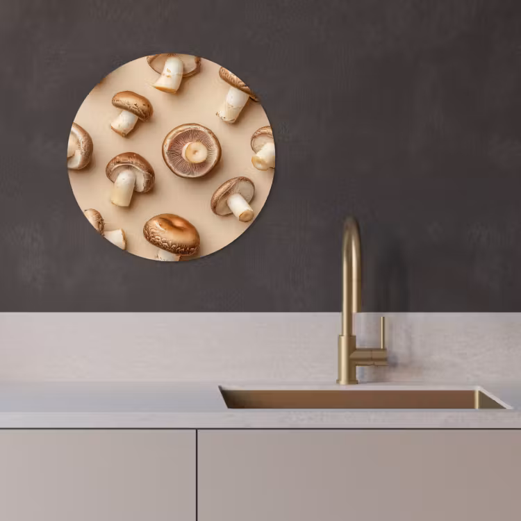 Quadro rotondo - Funghi di castagno - Beige — 2