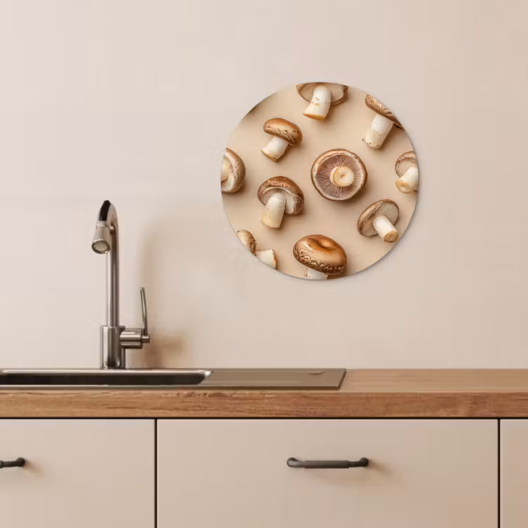 Quadro rotondo - Funghi di castagno - Beige — 4