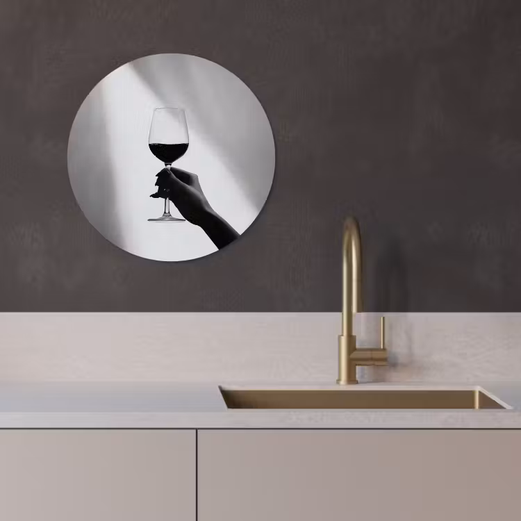 Quadro rotondo - Luce - Vino - Rosso - Bicchiere — 2