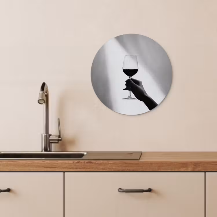 Quadro rotondo - Luce - Vino - Rosso - Bicchiere — 3