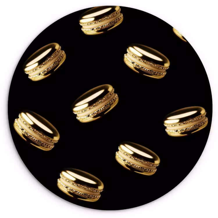 Quadro rotondo - Macaron - Motivo - Oro - Nero — 1