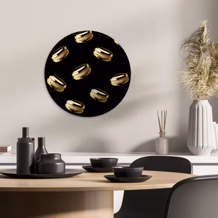 Quadro rotondo - Macaron - Motivo - Oro - Nero — 2